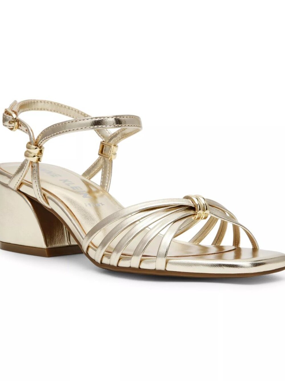 Anne Klein Mikayla 2" Block Heel Strappy Dress Sandals Light Gold Size 6.5